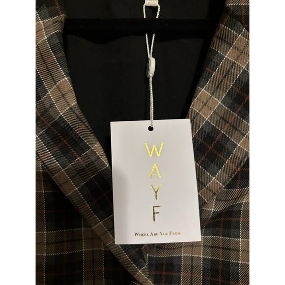 WAYF Blazer Jacket Small New Plaid Check Brown Black Fall - Picture 3 of 12